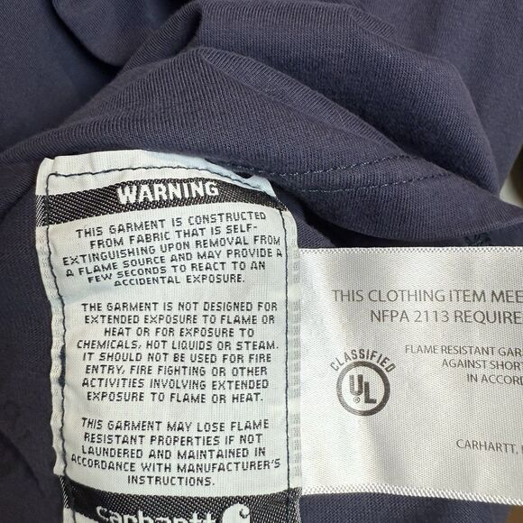 Carhartt  Men's Force Flame Resistant FR Long Sleeve Navy Shirt Size XL *SPOTS* - Picture 15 of 16